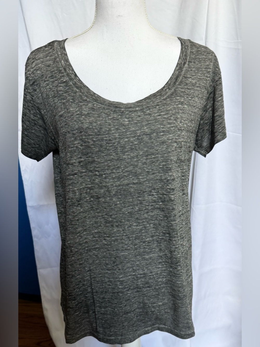 NSF Heathered Scoop Neck Tee in Gray